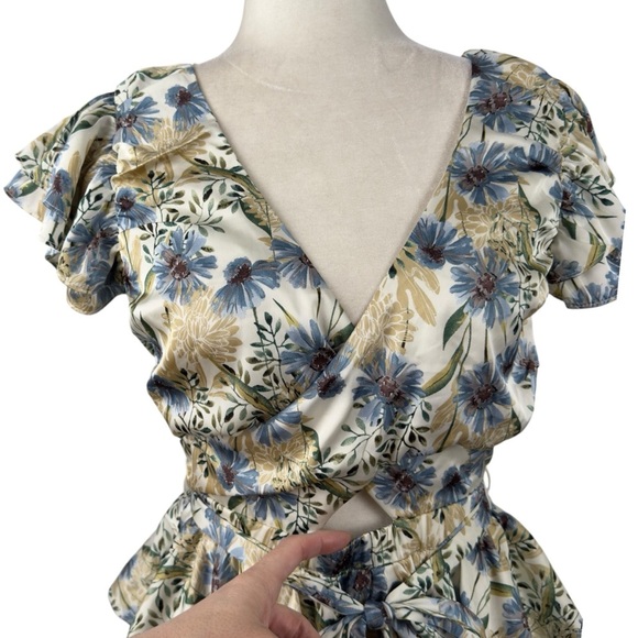 En Saison Dahlia Floral Puff Sleeve Mini Dress NWT Cottagecore Romantic Dress M - Picture 5 of 16